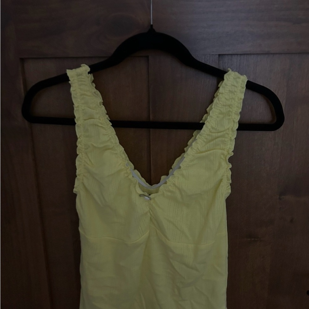 Women’s Free People Yellow Ruffle-Trim Tank Top